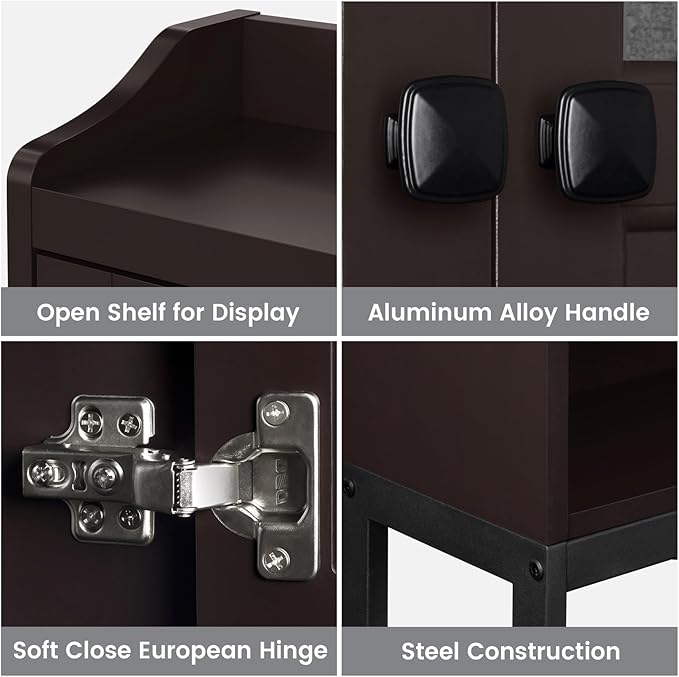 Over The Toilet Cabinet for Bathroom Storage, Over Toilet Storage Cabinet, Above Toilet Storage with 2 Doors and Adjustable Shelf Space Saver Cabinet Over Toilet Bathroom Organizer (Espresso)