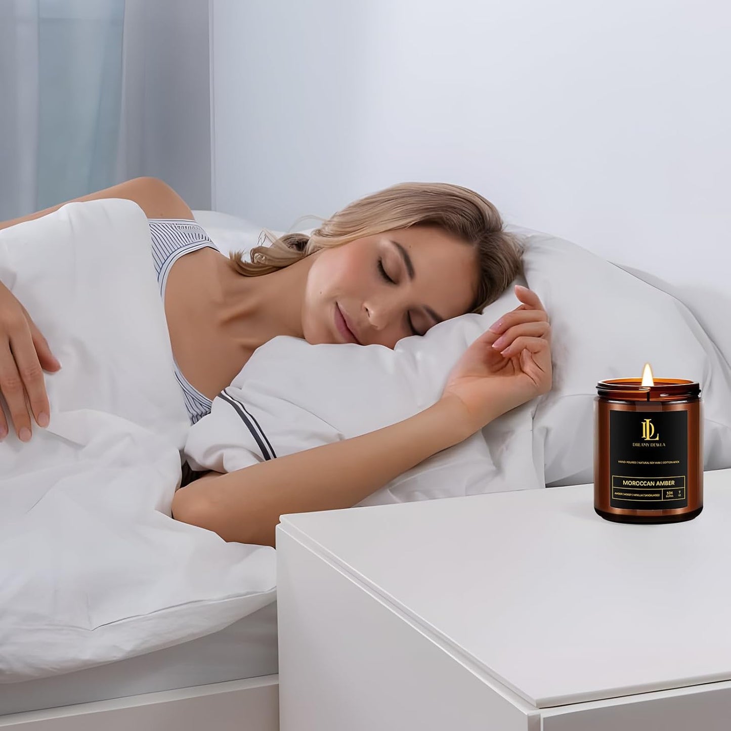 Moroccan Amber Scented Candles, Soy Candle for Home Scented, Candles Gift for Women Men, 7oz with 50 Hour Burn Time