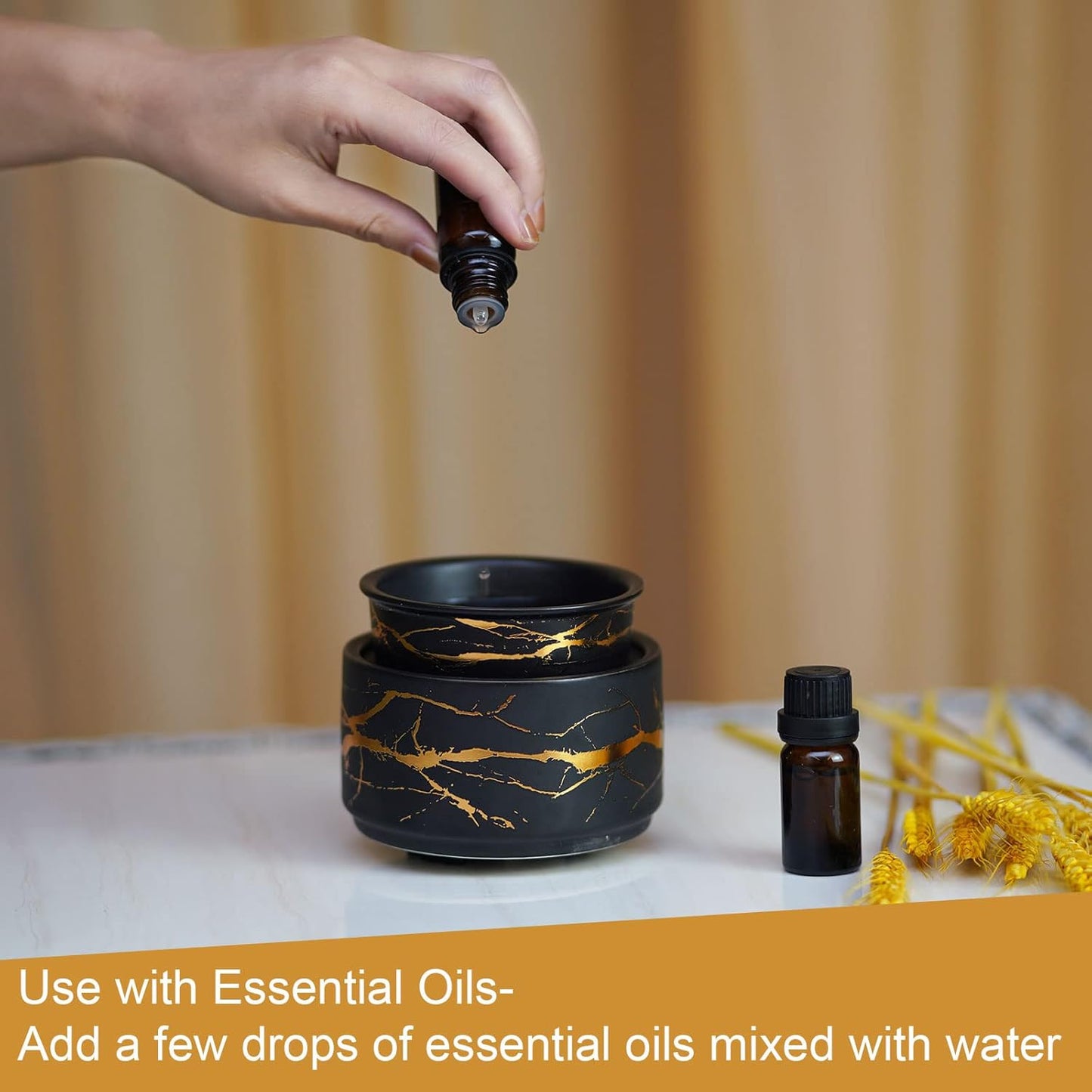 PALANCHY Wax Melt Warmer Ceramic 3-in-1 Oil Burner Electric Candle Wax Warmer Burner Melter Fragrance Warmer for Scented Waxs Home Office Bedroom Aromatherapy Gift& Décor (White& Black(2 Pack))