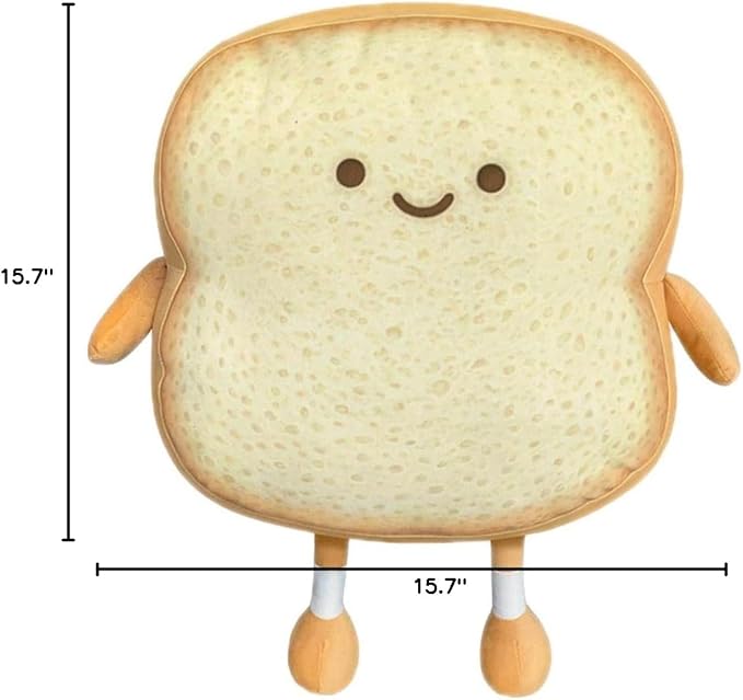 Nenalayo Toast Sliced Bread Pillow,Bread Shape Plush Pillow,Facial Expression Soft Toast Bread Food Sofa Cushion Stuffed Doll Toy for Kids Adults Gift Home Bed Room Decor (L)