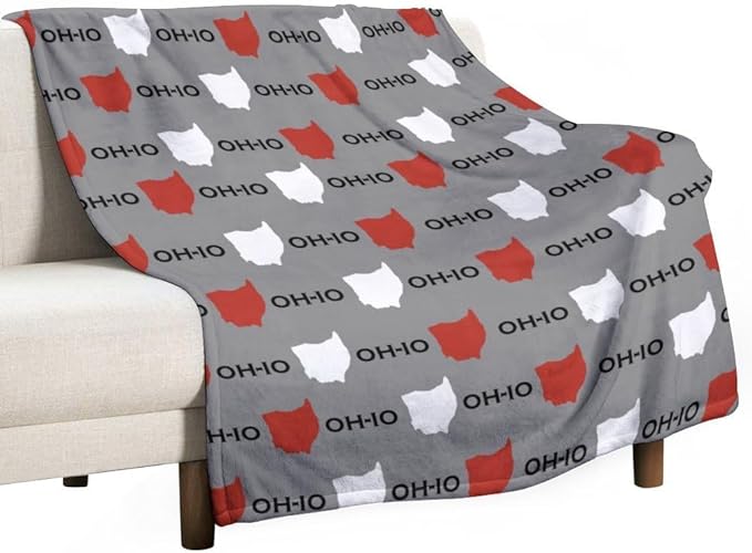 Throw Blanket for Teens Boys Girls and Adults Soft Warm Cozy Funny Midweight Food Flannel Blankets for Couch Sofa Bed Camping Travel Home Decor 50" X 60" (Oh-io State, 50x60 inch)