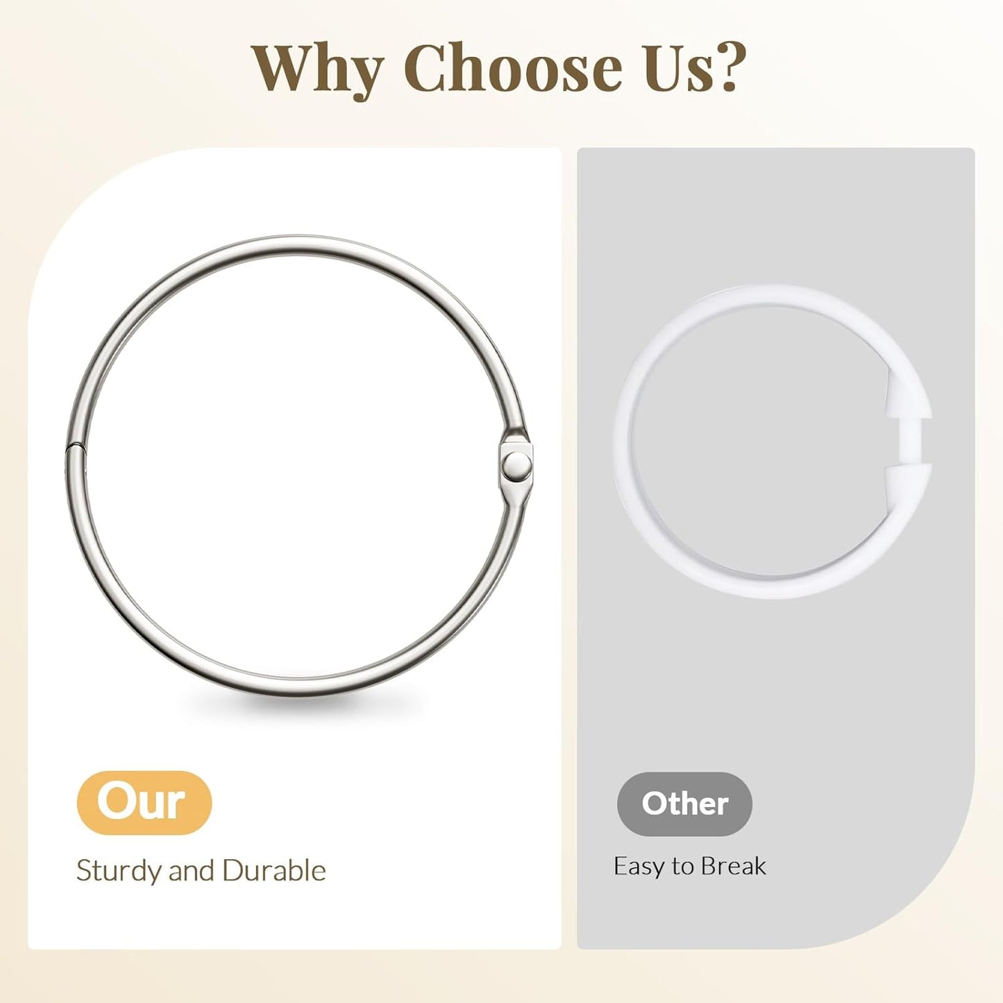 Shower Curtain Rings, Shower Curtain Hooks 12 Pcs Anti-Drop Shower Rings for Curtain, Brushed Nickel Shower Curtain Rings Rust Proof, Metal Shower Hooks for Shower Curtain Rod Bathroom