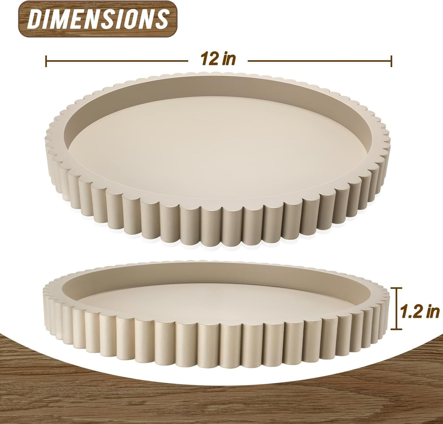 Handmade 12in Decorative Tray for Coffee Table Tray Decor, Gray Wooden Decorative Round Tray for for Coffee Table, Dining Room Table Entryway and Living Room Table