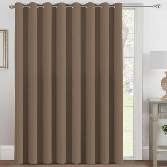 H.VERSAILTEX Blackout Patio Curtains 100 x 108 Inches for Sliding Door Extral Wide Blackout Curtain Panels Thermal Insulated Room Divider - Grommet Top, 9' Tall by 8.5' Wide - Macchiato