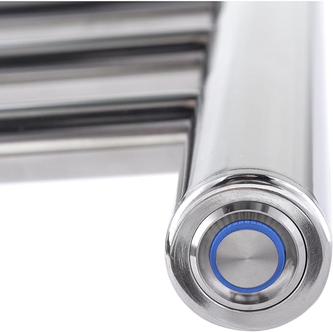 WarmlyYours Towel Warmers for Bathroom - Wall Mounted Heated Towel Rack with Shelf, 11 Bars Polished Stainless Steel, 20 x 36 in. Electric Heating and Drying Rack, 120V Plug-in or Hardwired (Summit)