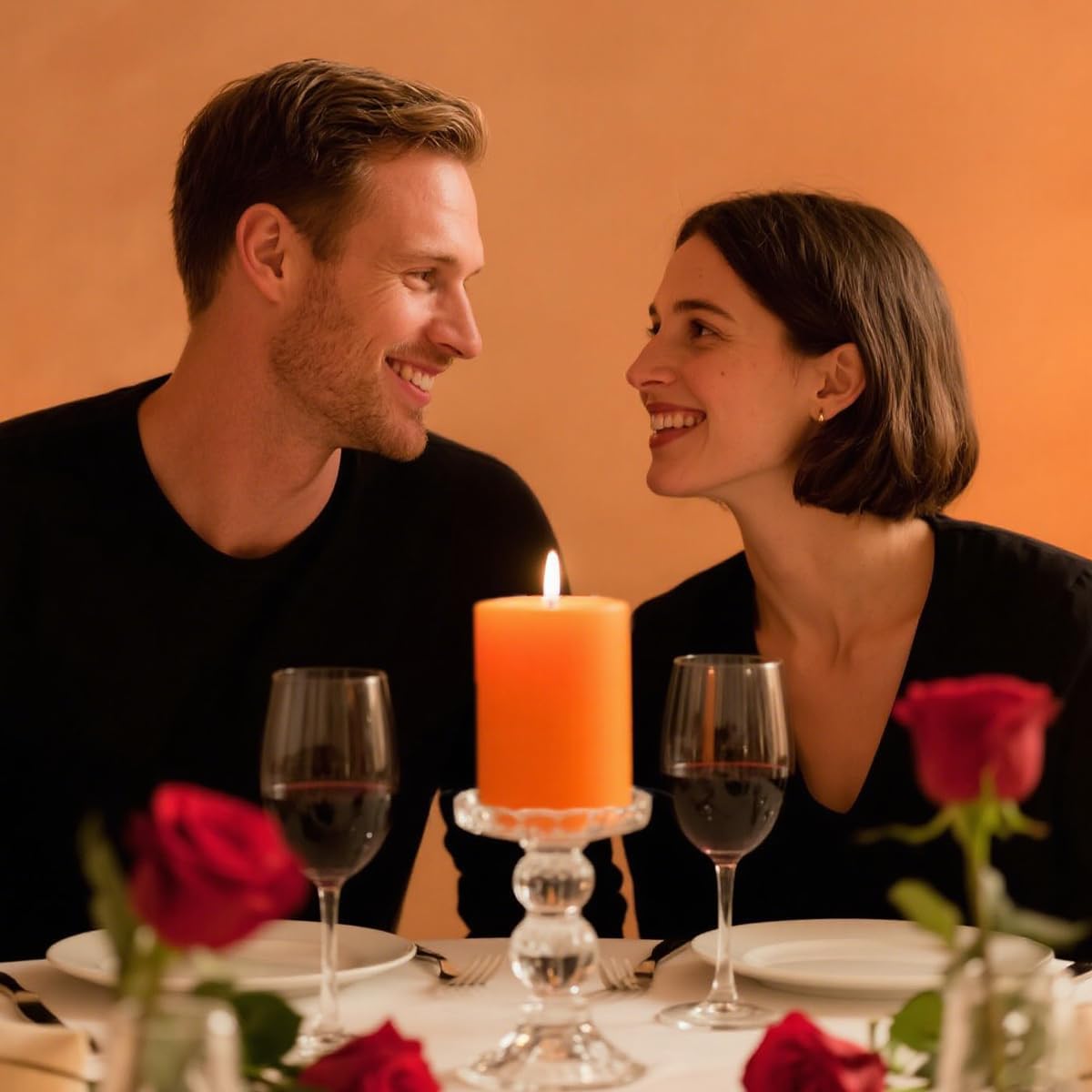 Set of 3 Different Size Orange Pillar Candles, Unscented Dripless 2.75x3, 2.75x4, 2.75x6 Inch Fall Colored Cylinder Column Wax Candles for Thanksgiving Day Power Outage Emergency Table