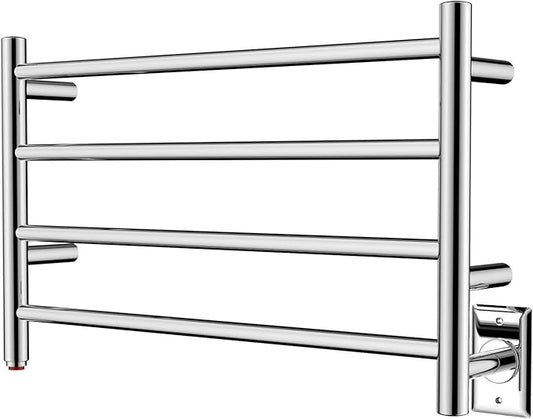 HEATGENE Towel Warmer 4 Bar Towel Dryer Wall-Mounted Plug-in Bath Towel Heater - Mirror Polish