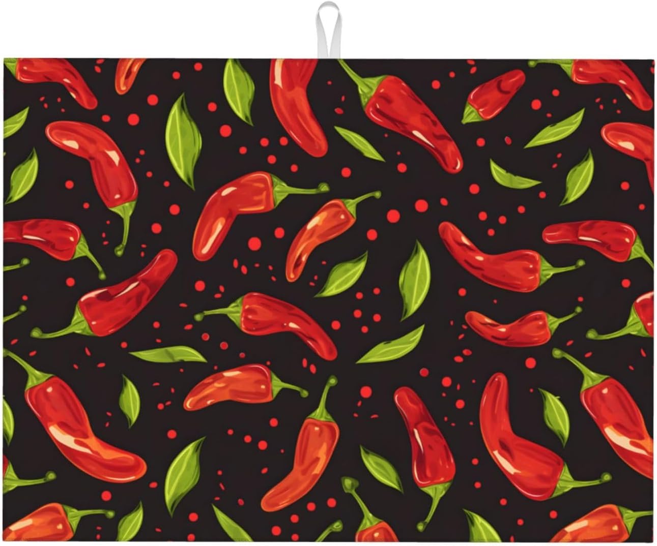 Red Chili Pepper Dish Drying Mat 18x24 For Kitchen Counter Absorbent Microfiber Dishes Pad Dish Drainer Rack Mats Fast Dry Kitchen Accessories
