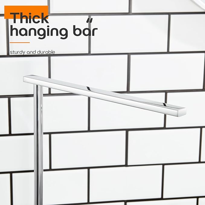 Towel Holder Chrome for Bathroom Vanity Countertop 1-Tier Towel Rack Stand with Heavy Marble Base Thicken Steady, Polished Stainless Steel AN7002CH