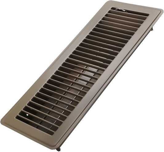 4x14 Inch Floor Register - Heavy Duty Steel Walkable Floor Vents - Easy Adjust Air Supply Lever - Vent Covers for Home (Brown)