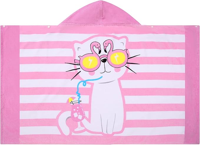 Kids Bath Towels, Kids Towel Girls Boys Hooded Beach,Bathroom,Pool Swim Towels 30 × 50 INCH Large Size Ultra Absorbent Cute Cartoon Animal Full Vitality 100% Cotton Wearable Wrap for Child