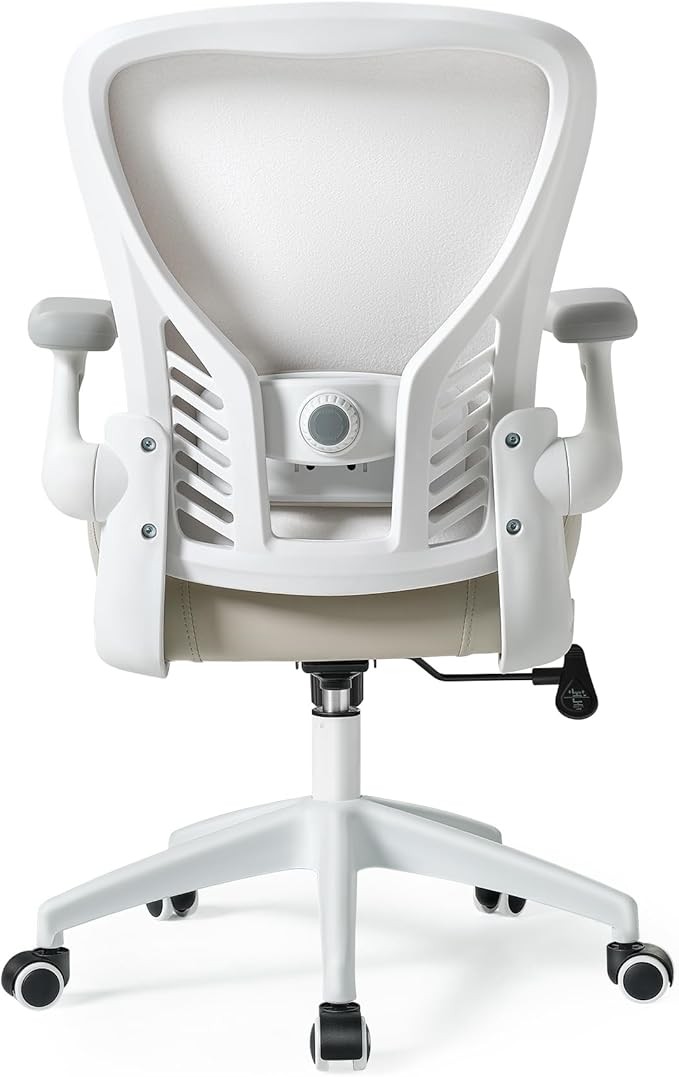 EUREKA ERGONOMIC Vera Leather Office Chair, PU Leather Desk Chair with Wheels and 3D Adjustable Armrests, Executive Office Chair, Ideal for Home & Office, Light Grey