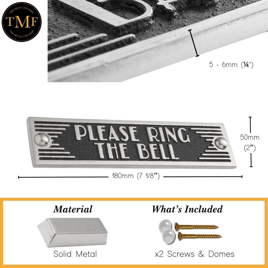 The Metal Foundry Please Ring The Bell Metal Door Sign. Art Deco Style Home Décor Accessories Door Or Wall Aluminium Plaque. Handmade In England.