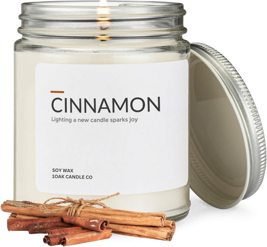 1OAK Soy Wax Scented Candles (Cinnamon) - Soy Candles for Home Scented - Long Burning Premium - Hand-Poured (7oz.)