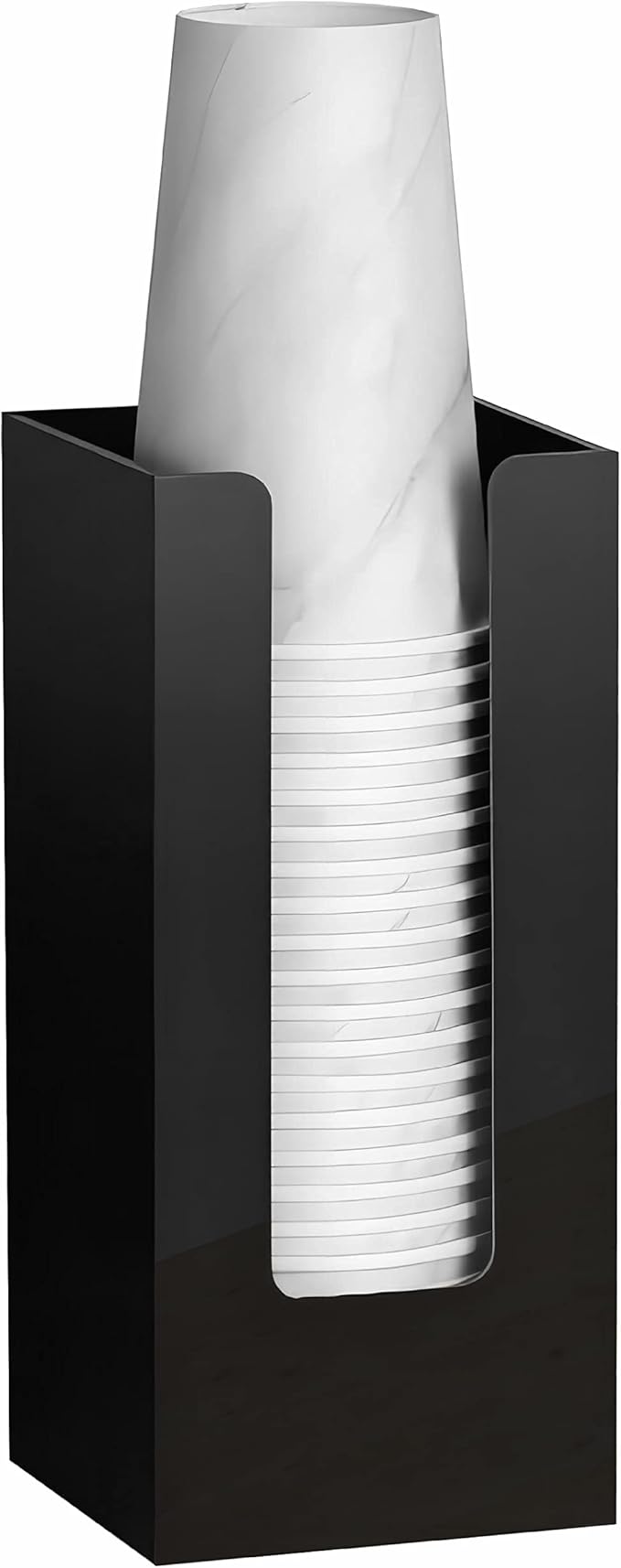 MYITYARD Coffee Cup Dispenser, Cup and Lid Organizer fits 5 to 16 oz Disposable Paper & Plastic Cups, Acrylic Cup Holder for Table Countertop, Black