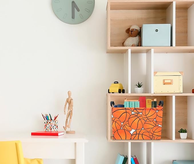 CLOCOR Rectangular Basketball Storage Basket Empty, Gift Basket, Room Decor(Basketball)