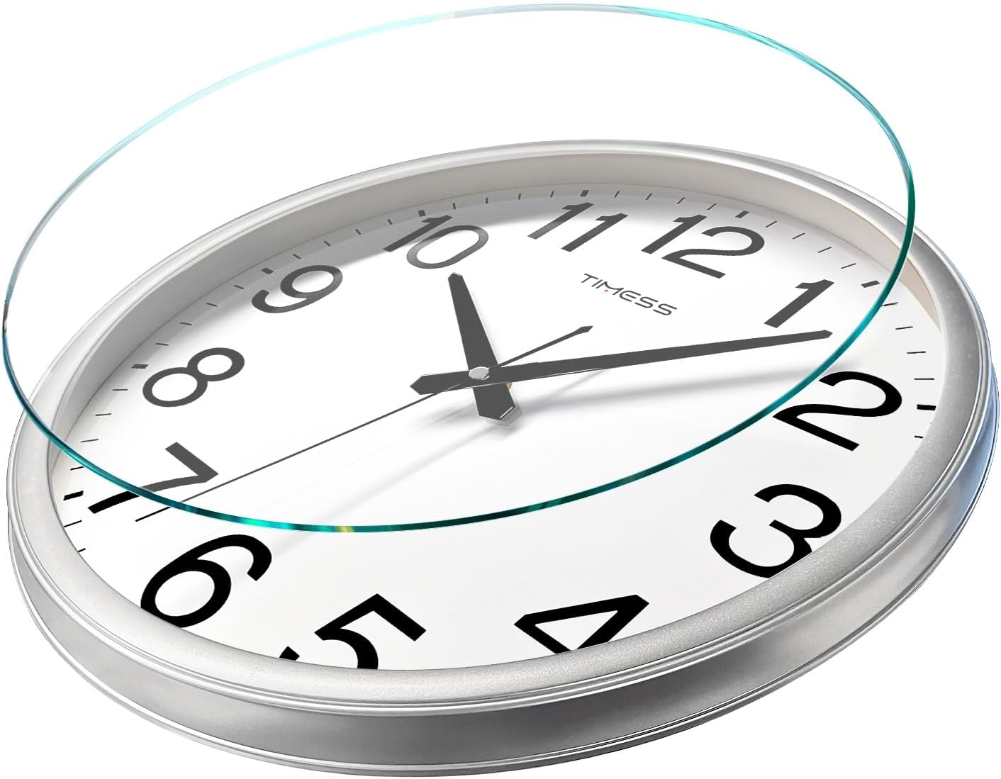 Wall Clock, 13 Inch Large Dial Non-Ticking Silent Battery Operated Quality Analog, Ultra-Quiet Movement Quartz, Timeless Stylish Clock, Ideal Modern Home, Office Décor (Sliver)