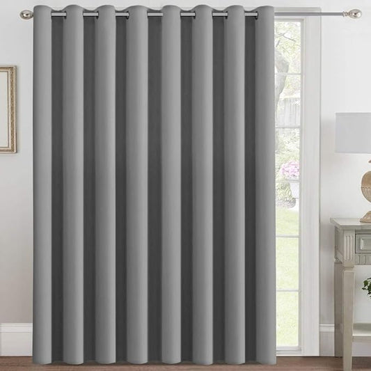 H.VERSAILTEX Blackout Patio Curtains 100 x 108 Inches for Sliding Door Extral Wide Blackout Curtain Panels Thermal Insulated Room Divider - Grommet Top, 9' Tall by 8.5' Wide - Dove Grey