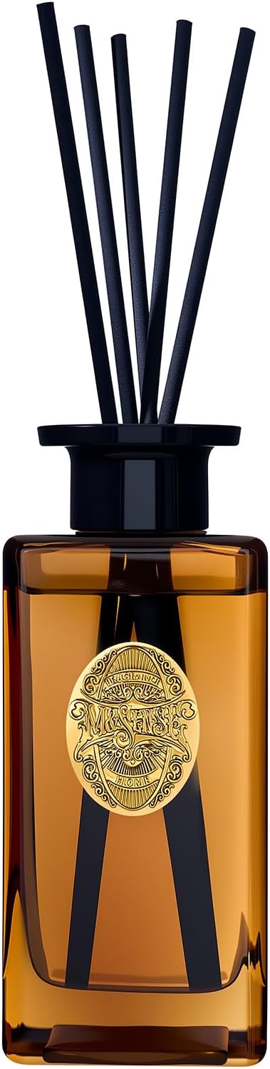 M&SENSE 10.14 oz Large Reed Diffuser Set | Tobacco Teakwood Scent Oil Diffuser with Sticks | Hotel Collection Non-Toxic Essential Oil |for Bedroom Bathroom Living Room