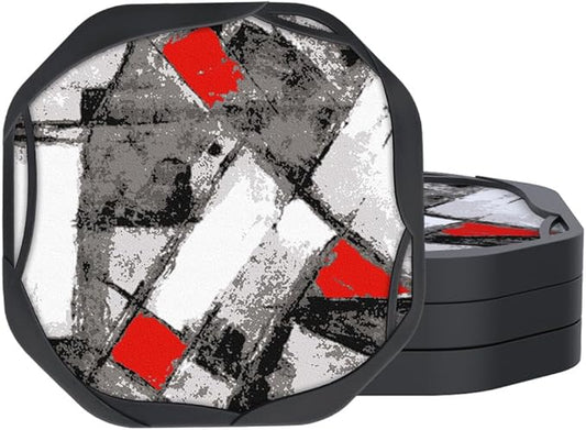 UMIRRO Absorbent Coasters for Drinks, Cool Silicone Cup Coaster with Felt Insert for Modern Coffee Table Decor, Small Unique Birthday Gift Ideas for Men Dad Him Women Mom Her, 4", Red Black, Set of 4