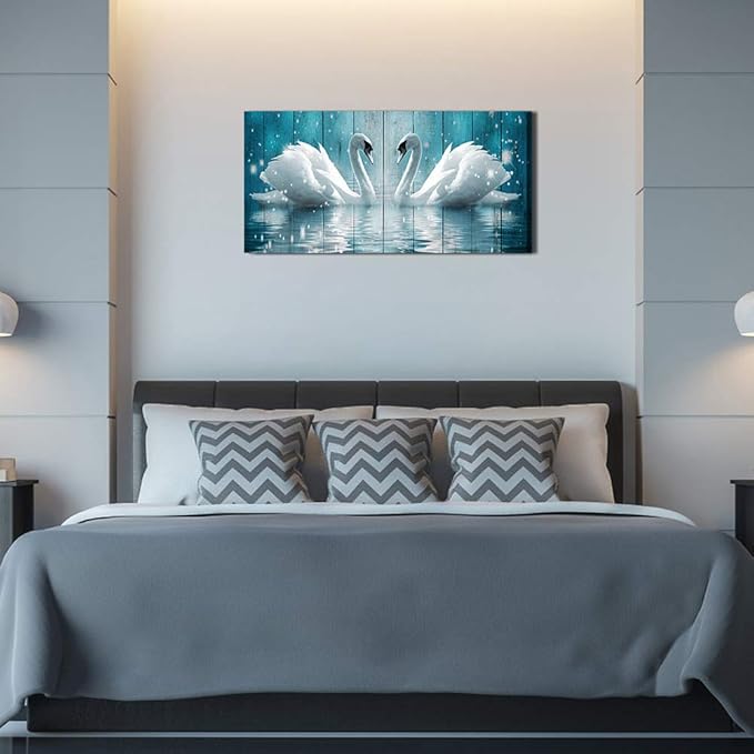 Wall Art for living room Canvas wall decorations for bathroom Modern Wall decor Family Bedroom Wall Pictures Two swans Artwork Kitchen office Home decoration Abstract painting