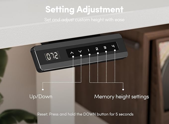 FEZIBO 63 x 28 Inch Deeper Height Adjustable Electric Standing Desk with Double Drawers, Sit Stand Up, Home Office Computer Desk with 4 Height-Adjustable Feets & 2 Hooks, White Frame/White Top