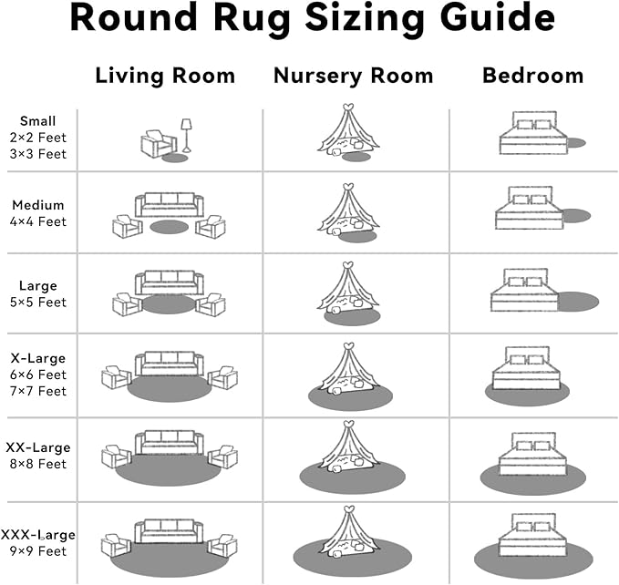 OLANLY Black Round Rugs for Bedroom - Machine Washable, 9 ft Circle Area Rugs for Living Room, Soft and Fluffy Shaggy Carpet for Teen Girls and Boys, Nursery Rooms, Dorms, Home Decor Aesthetic