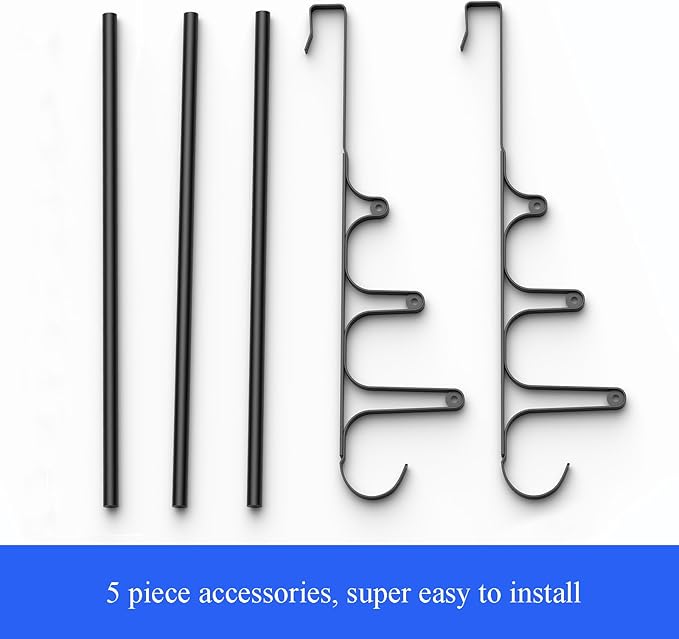 Over The Door Towel Rack, Triple Towel Storage Holder with Hooks, 24.02 Inches Towel Bar Hanger Towel Racks for Bathroom (Black)