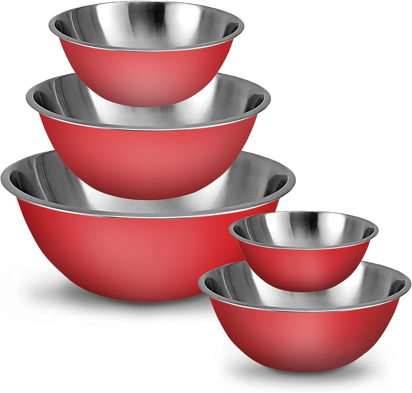 WHYSKO Meal Prep Stainless Steel Mixing Bowls Set, Home, Refrigerator, and Kitchen Food Storage Organizers | Ecofriendly, Reusable, Heavy Duty (Red)