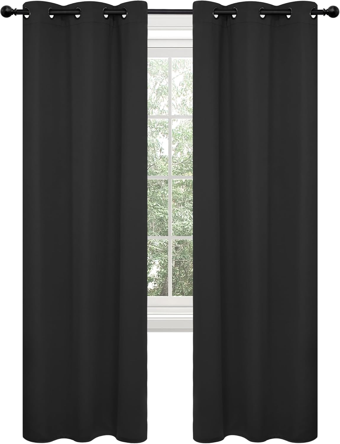 Deconovo Blackout Curtains for Bedroom – Set of 2 42W x 95L Inch Thermal Insulated & Noise Reducing Panels–Home Window Room Darkening Sustainable Grommet Drapes for Living Room and Nursery, Black