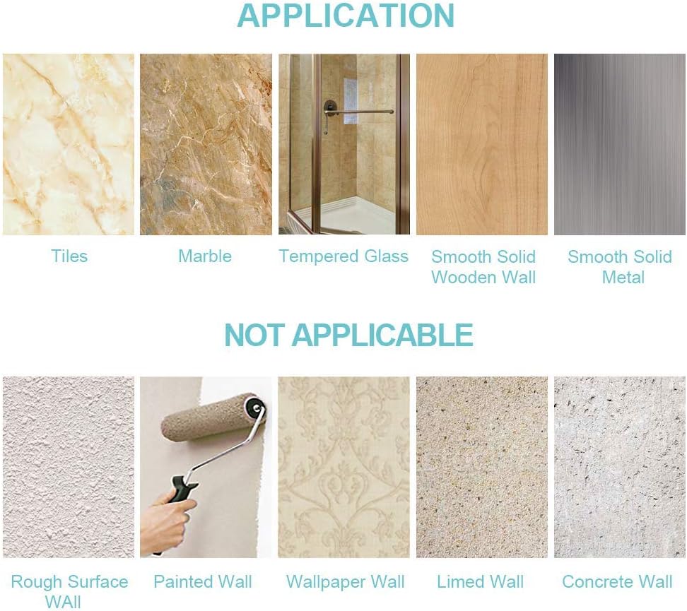 Orimade Adhesive Shower Caddy Shelf with 5 Hooks Organizer Storage Rack Rustproof Wall Mounted Stainless Steel No Drilling for Bathroom, Toilet, Kitchen - 2 Pack,Black