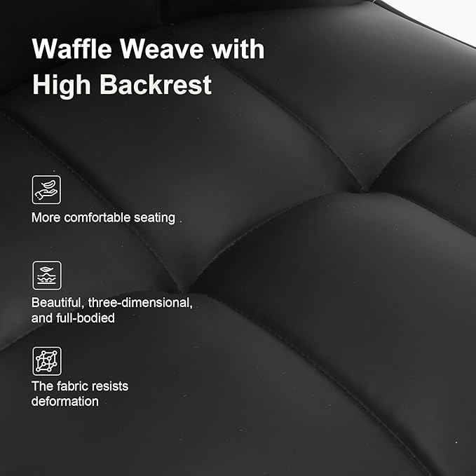 High-Back Faux Leather Dining Chairs Set of 2, Modern Sturdy Upholstered Accent Side Chair Deep Sponge Padded Seat with Metal Legs for Kitchen Dining Living Room Bedroom (Black)