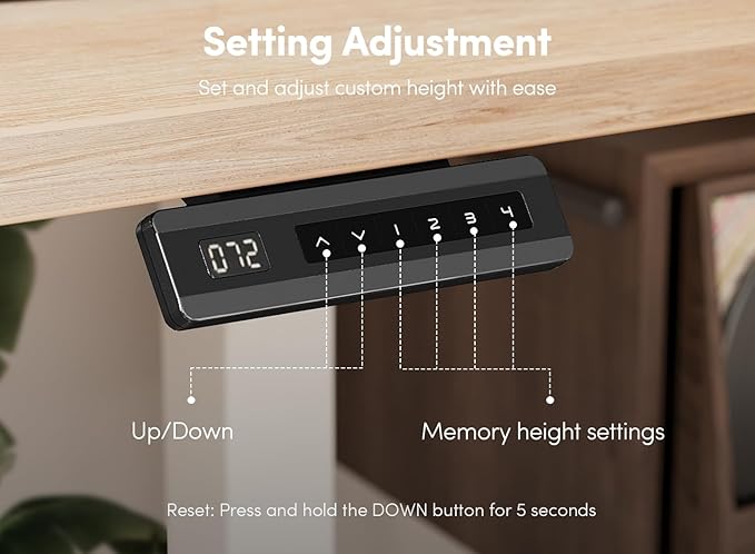 FEZIBO 63 x 28 Inch Deeper Height Adjustable Electric Standing Desk with Double Drawers, Sit Stand Up, Home Office Computer Desk with 4 Height-Adjustable Feets & 2 Hooks, White Frame/Maple Top