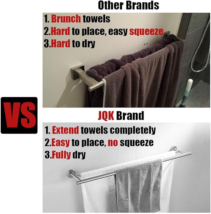 JQK Oil Rubbed Bronze Towel Bar, 33 Inch 304 Stainless Steel Thicken 0.8mm Towel Rack Bathroom, Towel Holder ORB Wall Mount, Useable Length 30 Inch, TB110L30-ORB