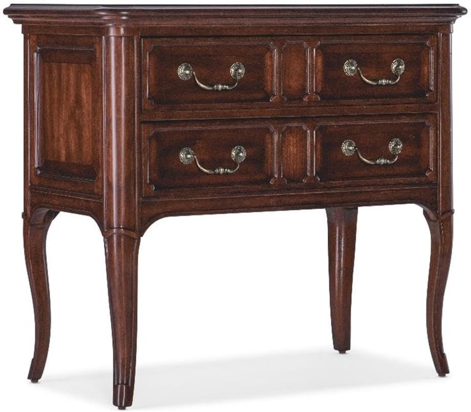 Hooker Furniture Charleston Two-Drawer Wood Nightstand in Cherry Brown Finish