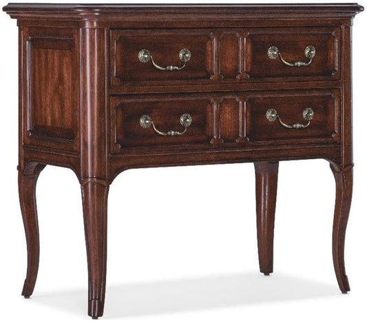 Hooker Furniture Charleston Two-Drawer Wood Nightstand in Cherry Brown Finish