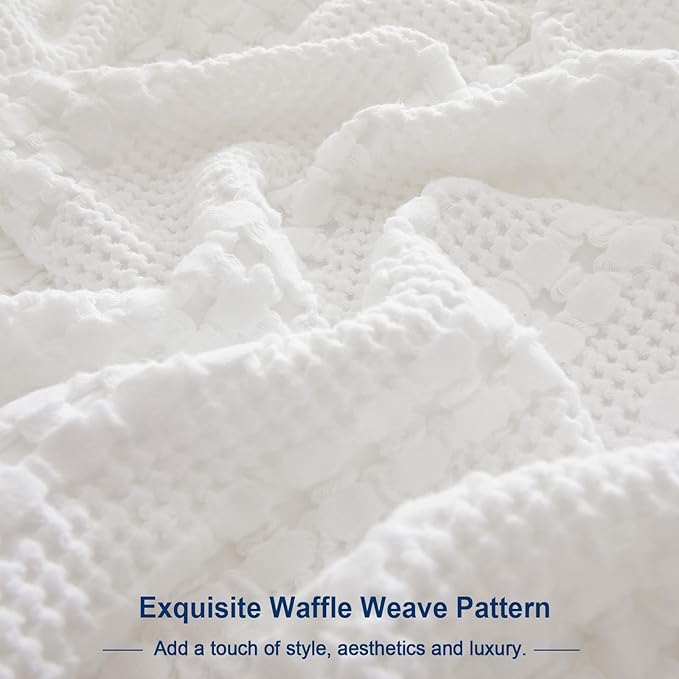 PHF 100% Cotton Waffle Weave Pillow Covers 24" x 24", 2 Pack Luxury Square Shell for Elegant Home Decor, No Filling, Luxury Aesthetic Soft Pillow Covers for Bed, White