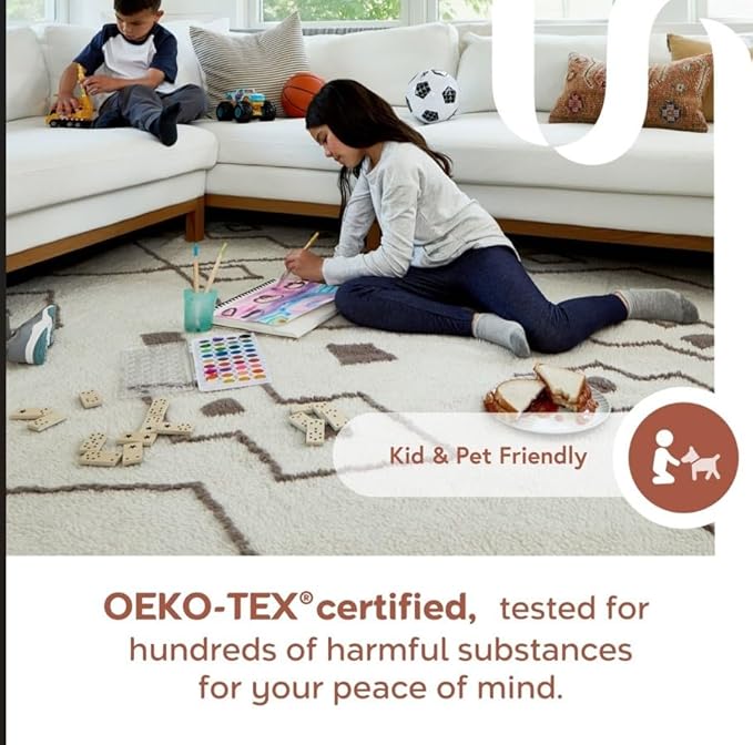 nuLOOM 2'8" x 8' Indoor Area Rug, 100% Recycled PET, Machine Washable, Oeko-TEX Certified, Medium Pile, Pet-Friendly, Daleyza Checkered Cream