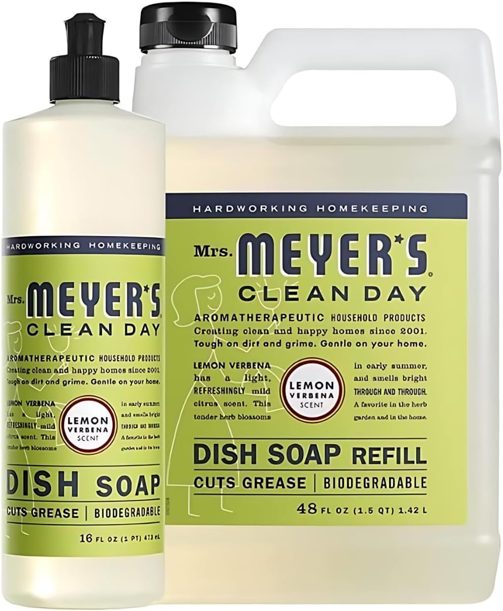 Mrs. Meyer's Dish Soap Variety, 1 Dish Soap, 1 Dish Soap Refill, Lemon Verbena, 1 CT