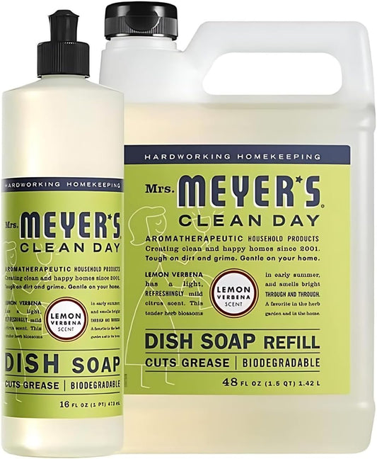 Mrs. Meyer's Dish Soap Variety, 1 Dish Soap, 1 Dish Soap Refill, Lemon Verbena, 1 CT