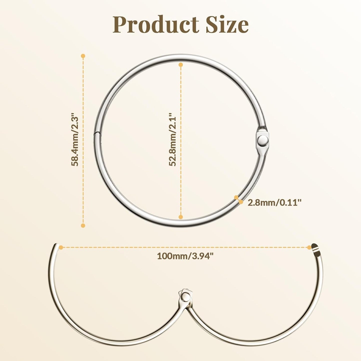Shower Curtain Rings, Shower Curtain Hooks 12 Pcs Anti-Drop Shower Rings for Curtain, Brushed Nickel Shower Curtain Rings Rust Proof, Metal Shower Hooks for Shower Curtain Rod Bathroom