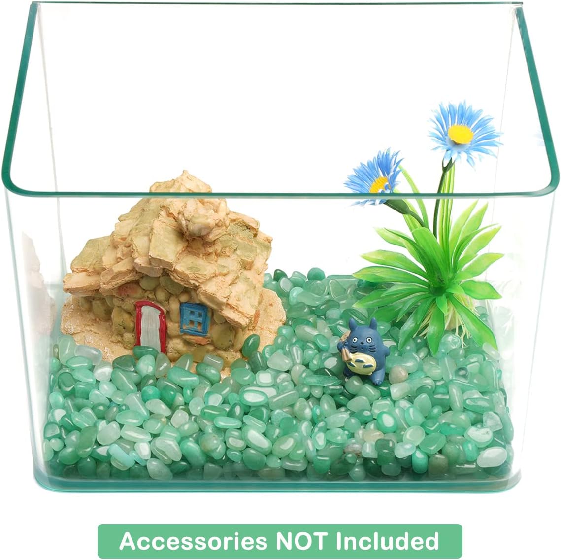 WAYBER Decorative Rock Stones, 1 Lb/460g Irregular Green Crystal Pebbles Quartz Gravel for Aquarium Turtle Tank Decoration/Succulent Plant Landscape/Flowerpot Vase Ornament