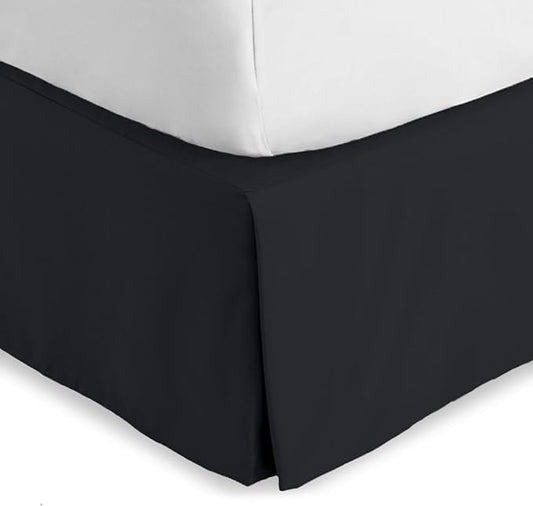 Bare Home Full Bed Skirt - 15-Inch Tailored Drop Easy Fit - Bed Skirt for Beds - Center & Corner Pleats (Full, Black)