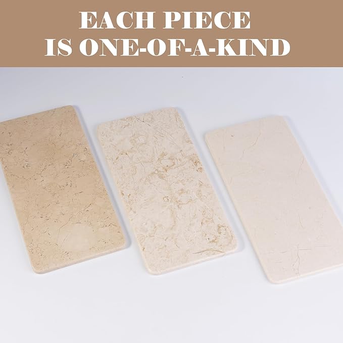 Natural Marble Tray, 12" x 6" Vanity Decorative Tray for Watch, Jewelry Holder, Perfume Organizer Candle Tray for Bedroom/Bathroom/Kitchen Countertop (Crema Beige)
