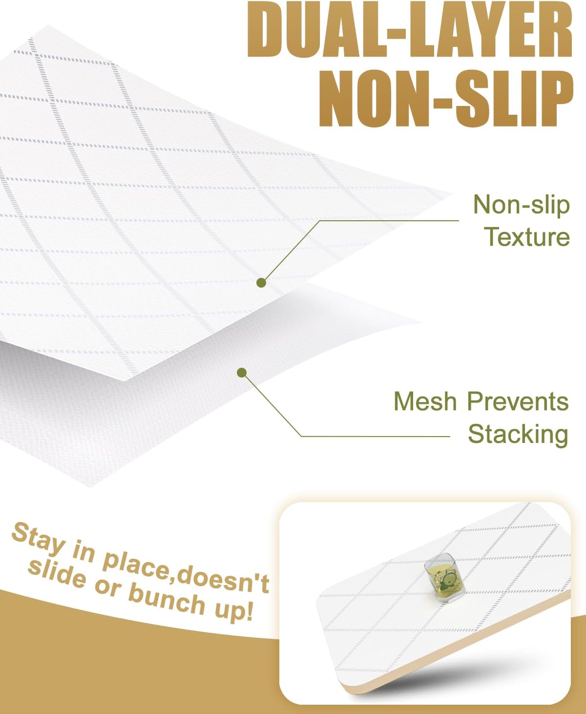 Drawer and Shelf Liner, Non-Adhesive Kitchen Cabinet Liners, Non Slip Shelf Paper Waterproof Washable Thickened for Dresser Pantry Shelve Bathroom Protector