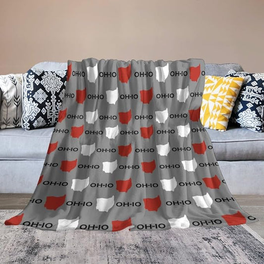 Throw Blanket for Teens Boys Girls and Adults Soft Warm Cozy Funny Midweight Food Flannel Blankets for Couch Sofa Bed Camping Travel Home Decor 50" X 60" (Oh-io State, 50x60 inch)
