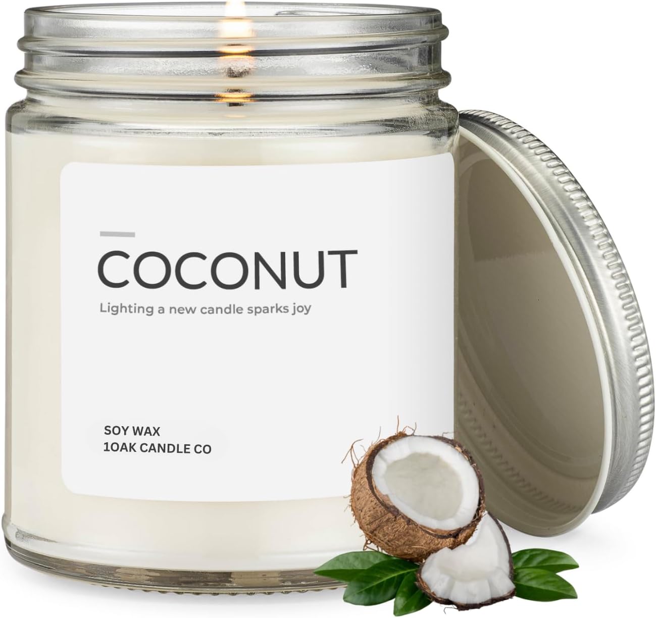 1OAK Soy Wax Scented Candle (Coconut) - Long Burning Premium Hand-Poured (7oz.)