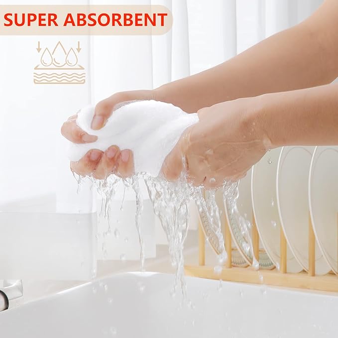 Homaxy 100% Cotton Waffle Weave Kitchen Dish Towels, Ultra Soft Absorbent Quick Drying Cleaning Towel, 13 x 28 Inches, 12-Pack, White