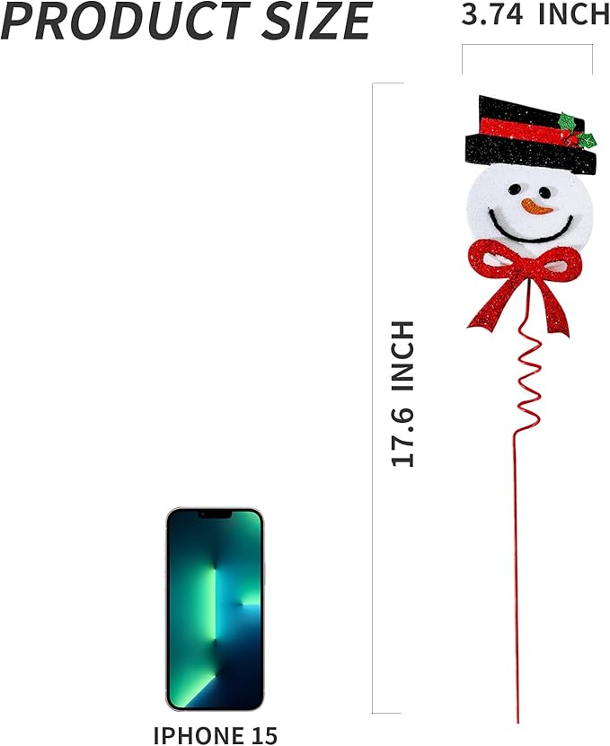 6Pcs Red Black Snowman Head Picks, Christmas Tree Decoration, Ornaments for Home Office Party