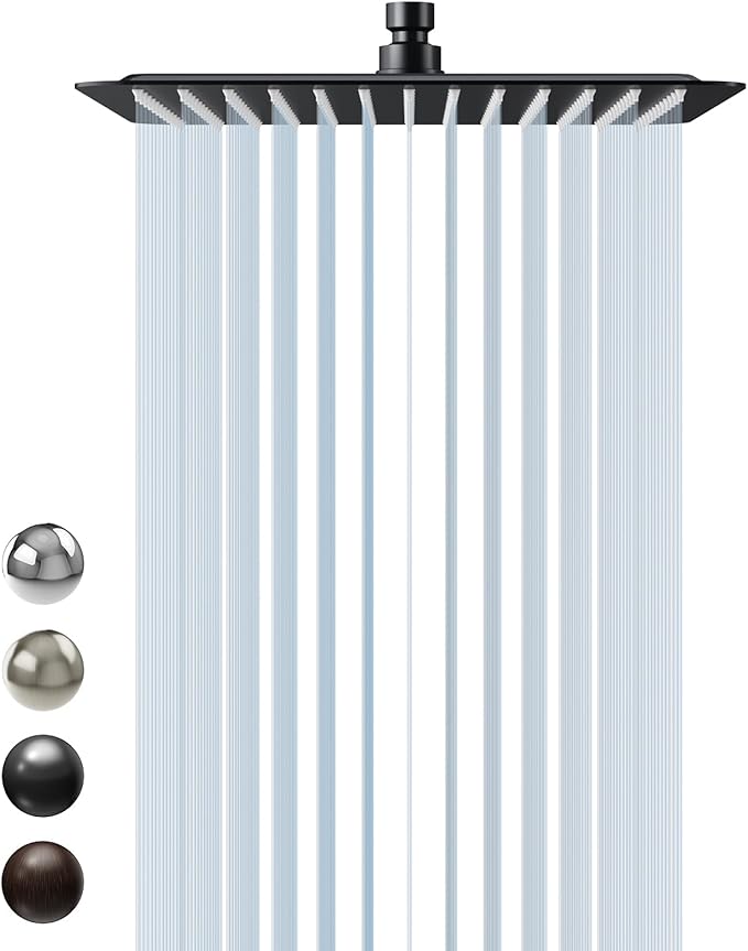 SR SUN RISE 12 Inch Rain Shower Head 304 Stailess Steel Matte Black High Pressure Rainfall Showerhead Water Saving
